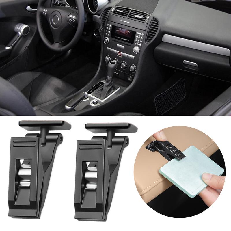 For General Car Ticket Holder Magnetic Car Card Holder Storage Clips 2 Pieces Adhesive Storage Organizer Clamp Hanger Hooks For