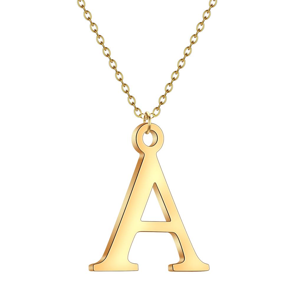 Kinitial A-Z English Alphabet Letter Pendants Necklaces For Women Metal Jewelry Simple Initial Chain Choker Collares