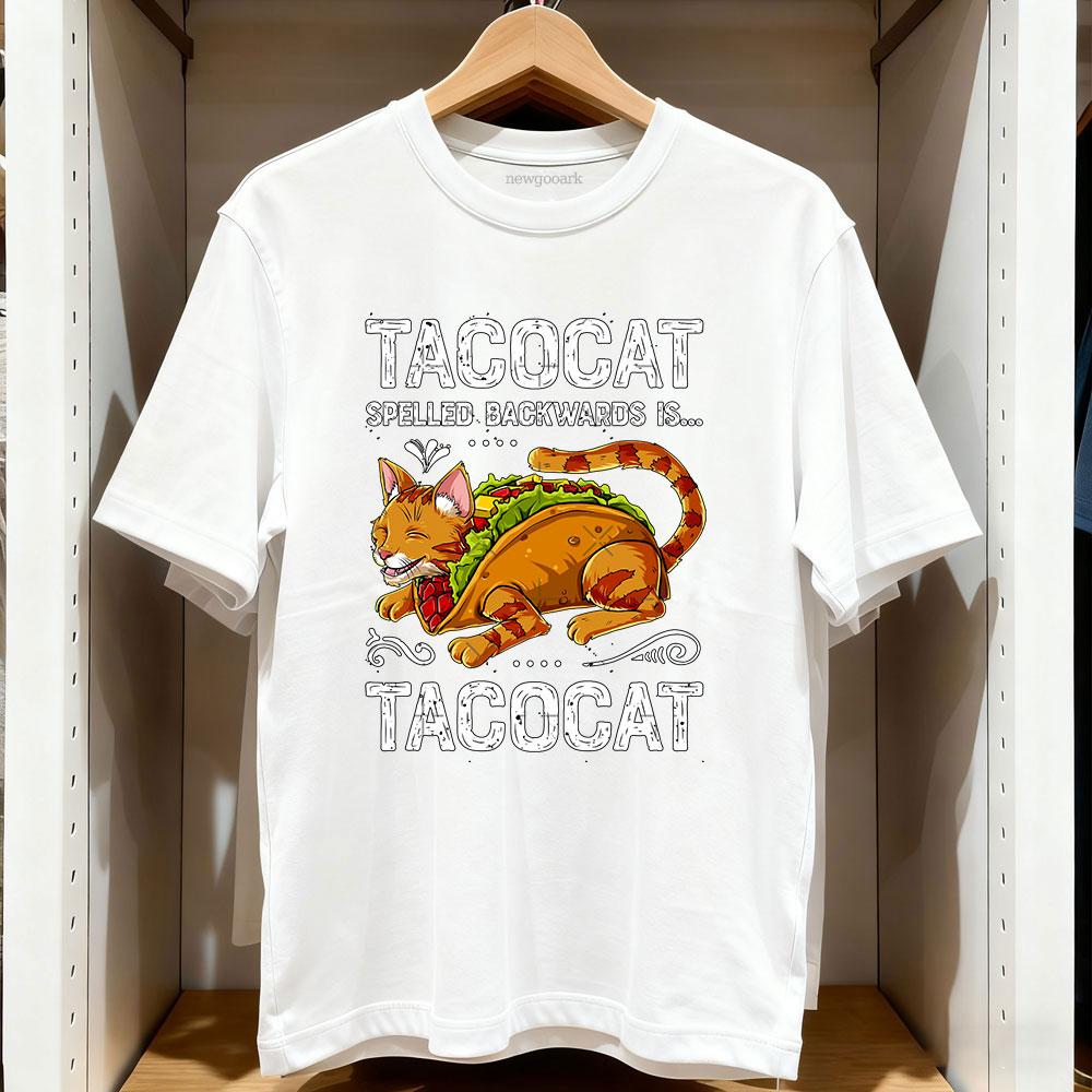 TACOCAT Spelled Backwards is TACOCAT funny cat T Shirt Women Unisex Casual cotton printed t shirts Adult streetwear camisetas tee S