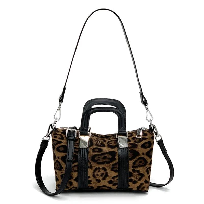 

Сумка в стиле ретро с леопардовым принтом, осенне-зимняя, высококачественная, нишевая, сумка-бостон, новая модная сумка через плечо на одно плечо