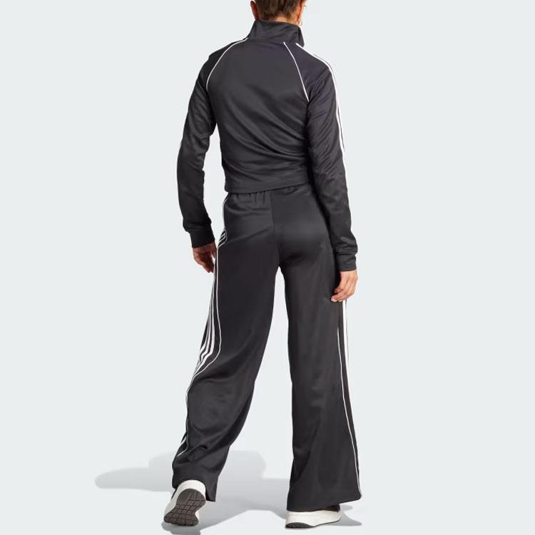 Adidas Teamsport Tracksuit Striped Color Block Stand Collar Jacket And Long Pants Casual Sports Set Women Tracksuit Black IA3147