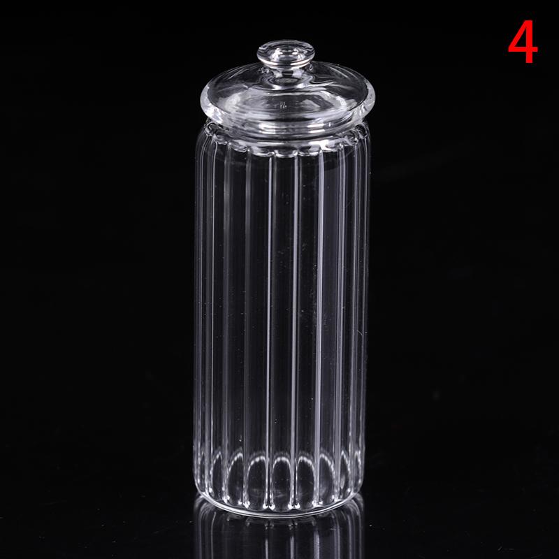1/12 Scale Pretend Toy Dollhouse Miniature Glass Candy Jar Simulation Candy Bottle Model Toy For Dollhouse Decoration