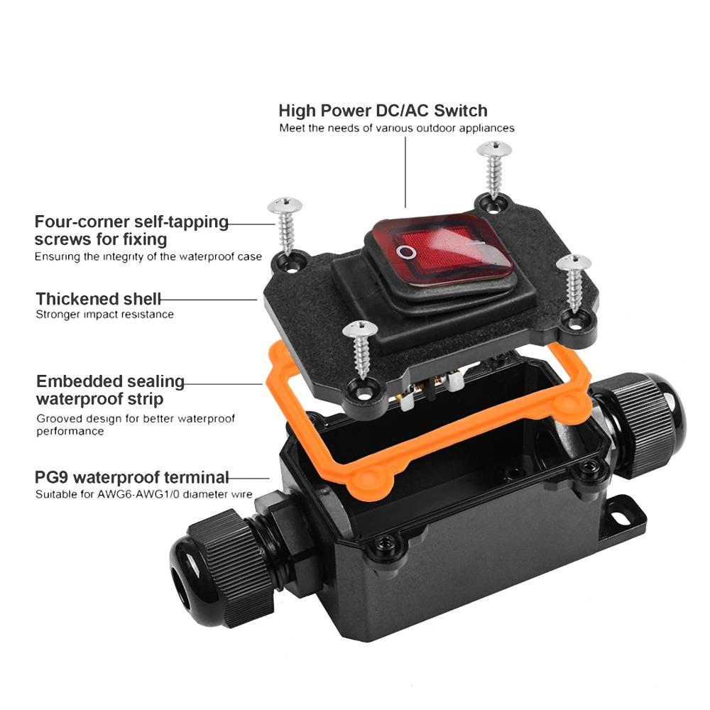 Red Light Waterproof Inline Cord Switch 4 Pin 2 Position Toggle Switch Inline Cord Switch  Marine