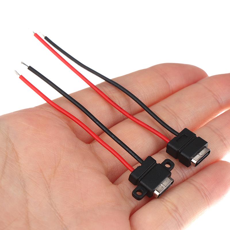 1 Stück USB Typ C Wasserdichter Stecker Lötdraht Buchse Schnellladung Typ-C Ladeschnittstelle Buchse
