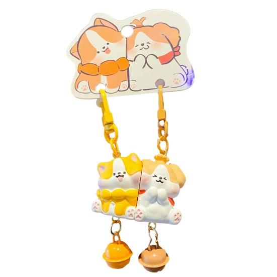 

1 пара Брелок з дзвоником Форма мультяшного собаки Магнітний дизайн Брелок для ключів Сумок Телефонів Дрібних предметів Аксесуари C