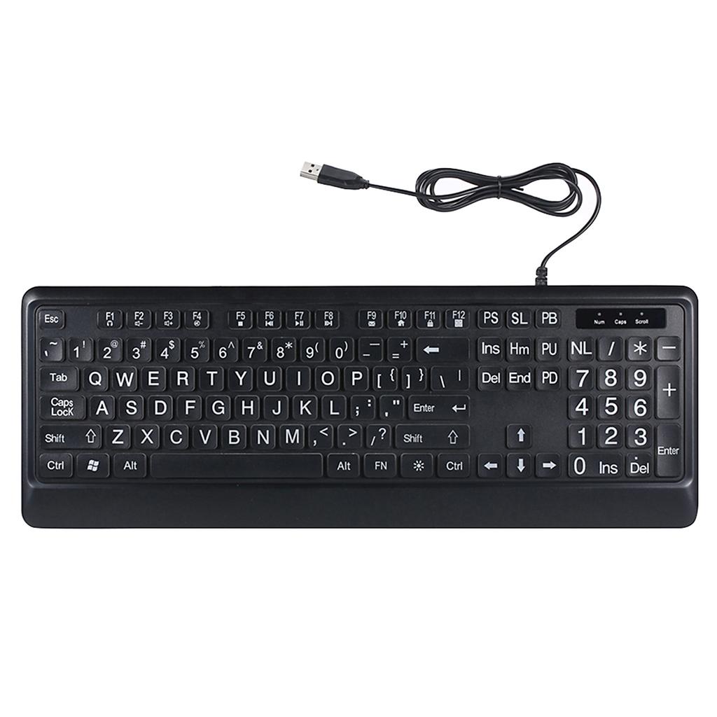 USB Interface Large Print Backlit Wired Keyboard