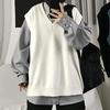 Men Sweater V Neck Solid Color Sleeveless All Match Spring Sweater for School