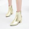 New Fashion Zipper Women's Short Boots Size Coarse Heel Women's Boots Gold Silver High Heels Dance Shoes