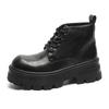 large size mens casual punk hip hop platform boots lace-up genuine leather shoes cowboy chunky ankle boot handsome short botas