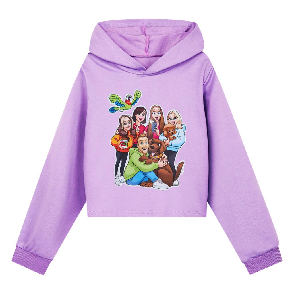 

5641 Children Girls Double Bubble Printed Short Hooded Sweatshirt Long Sleeves Hoodies 110cm фиолетовый