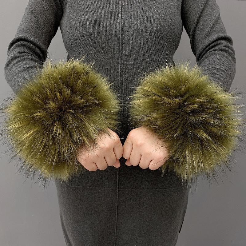 Fluffy Faux Fur Cuff Bracelet Wristband for Women