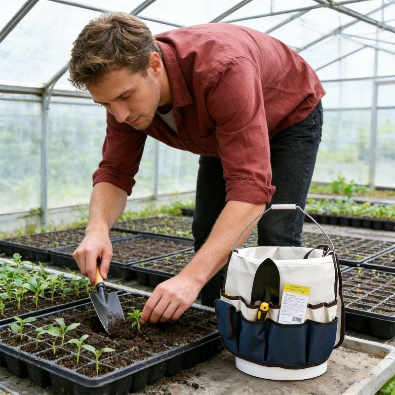 Water Resistant Gardening Tool Organizer Storage Bag 600D Fabric for Long Term Durability In Outdoor Setting