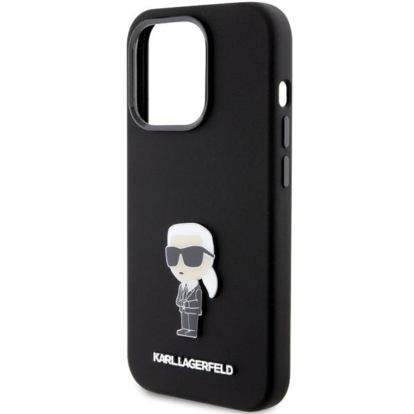 Karl Lagerfeld KLHCP15LSMHKNPK iPhone 15 Pro 6.1" Black Silicone Ikonik Metal Pin