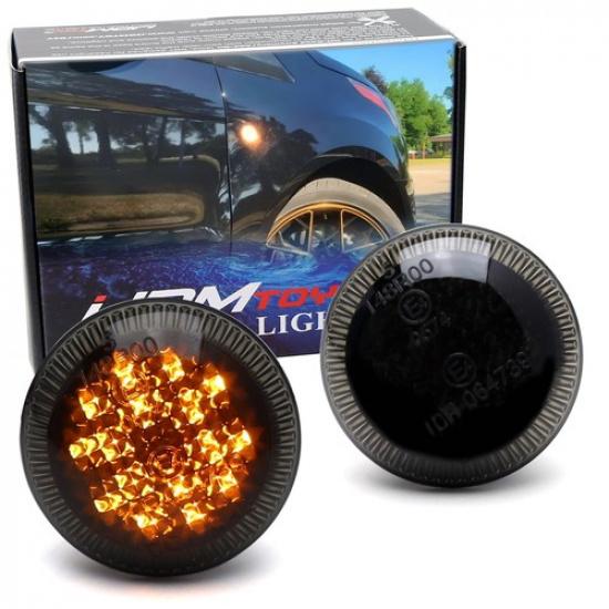 

Smoked Lens Round Shape Amber Full LED Side Markers For Ford Transit Connect Van
