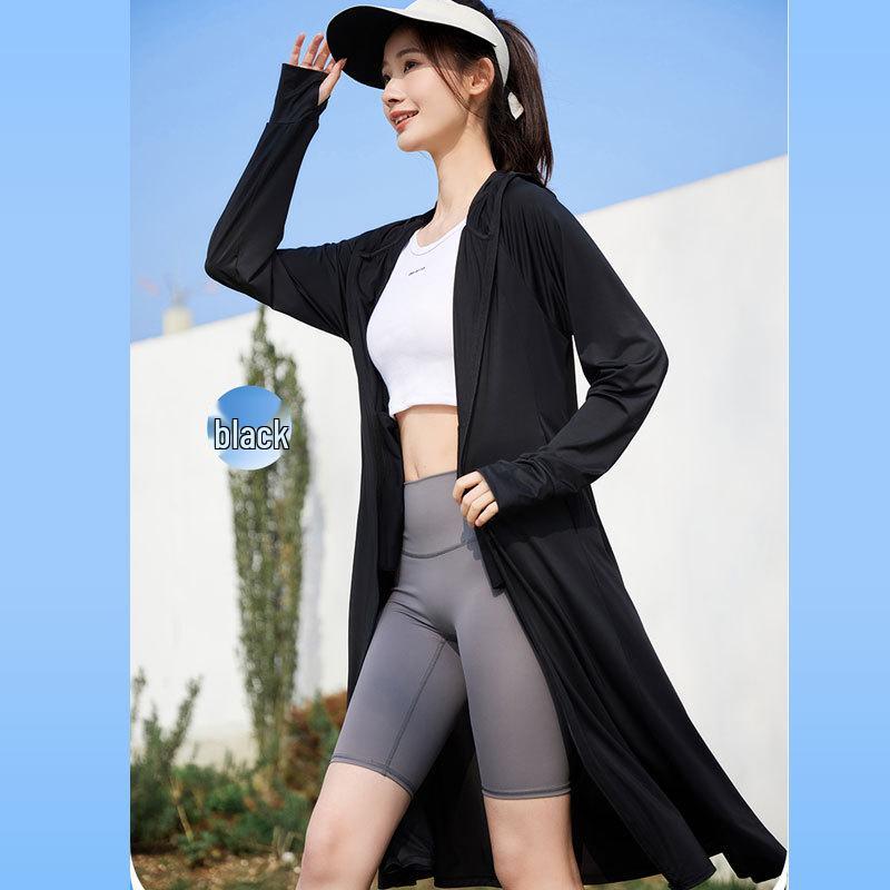 

Summer 2024 Women s Long UV Protection Ice Silk Jacket for Beach - Slim Fit, Lightweight, Full Body Coverage One Size
