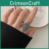 Einzigartiges Geometrisches Design Retro Hohl Statement Ring Für Frauen In Sterlingsilber