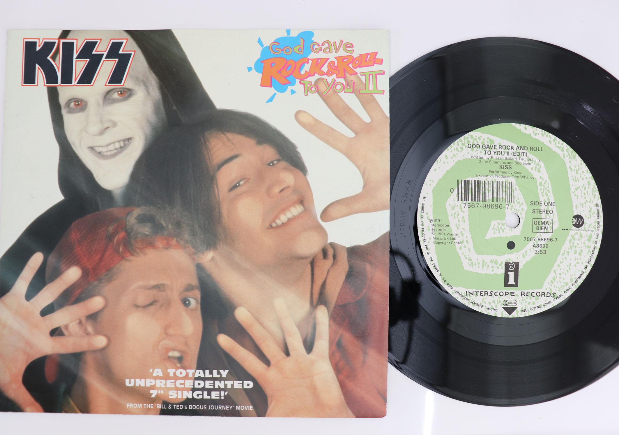 

7inch Record KISS God Gave Rock Roll To You Ii Ju A8696 INTERSCOPE 1991 Europe Rock Used