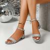 Fashion New Women Sandals Summer Beach Casual Anti-slip Shoes Women Open Toe Square Ankle Strap Low Heels Sandals Sandalias De Mujer
