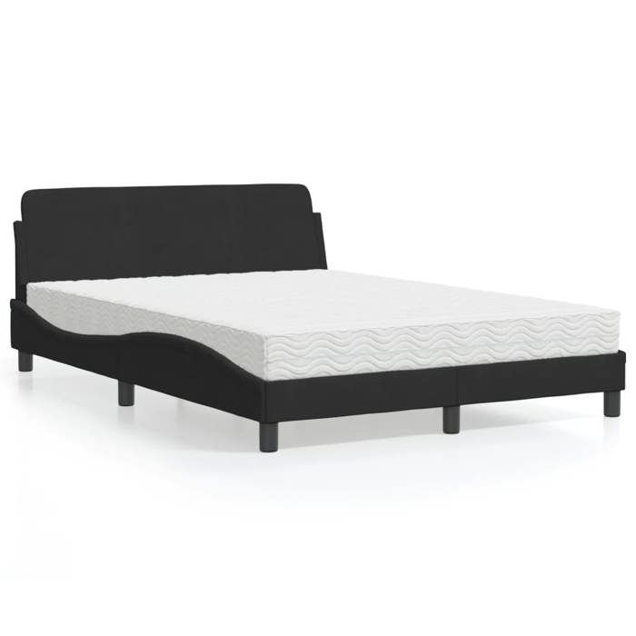 VidaXL Lit avec matelas noir 120x200 cm velours 3208373