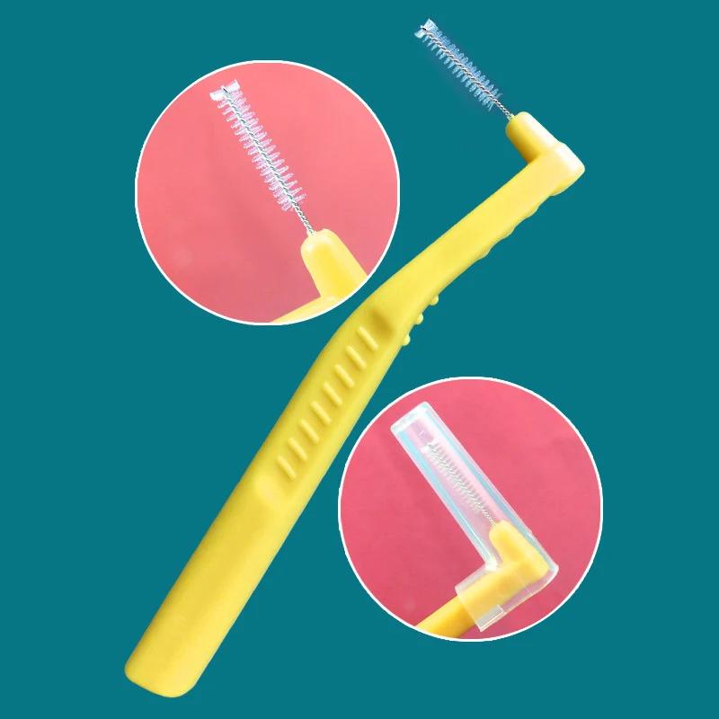 20Pcs L Type Angled Interdental Brush For Braces Micro Soft Brush For Dental Brackets Cleaning Short Handle Brushes