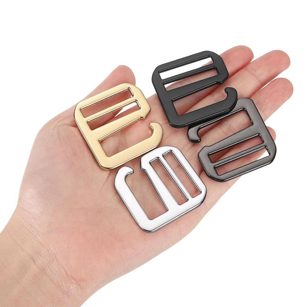 10pcs Metal G Hook Webbing Buckles for Backpack Strap Webbing Adjustable Flat Slide Buckles Light Gold [uxcell] 32mm/1.26" Tri-Glide
