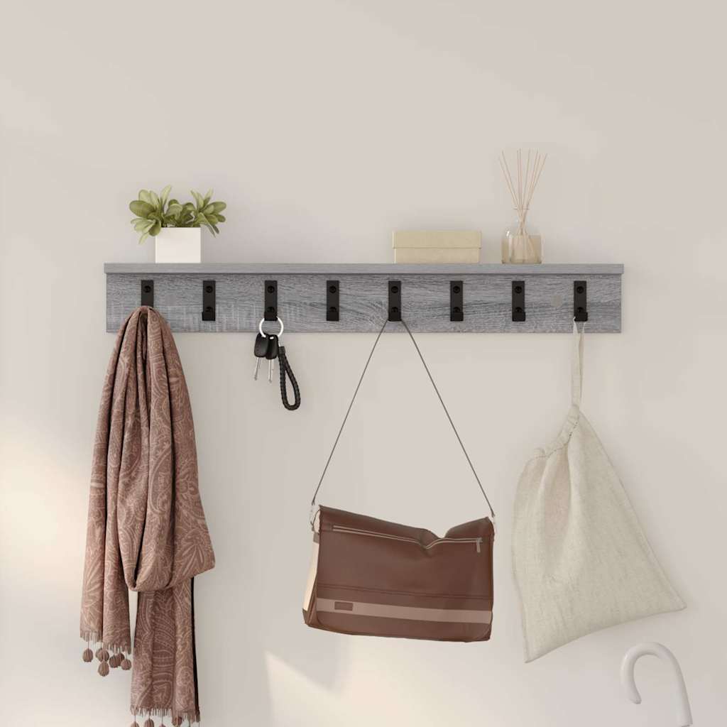 Wall Mounted Nightstand Grey Sonoma 80 x 10.5 x 10.5 cm