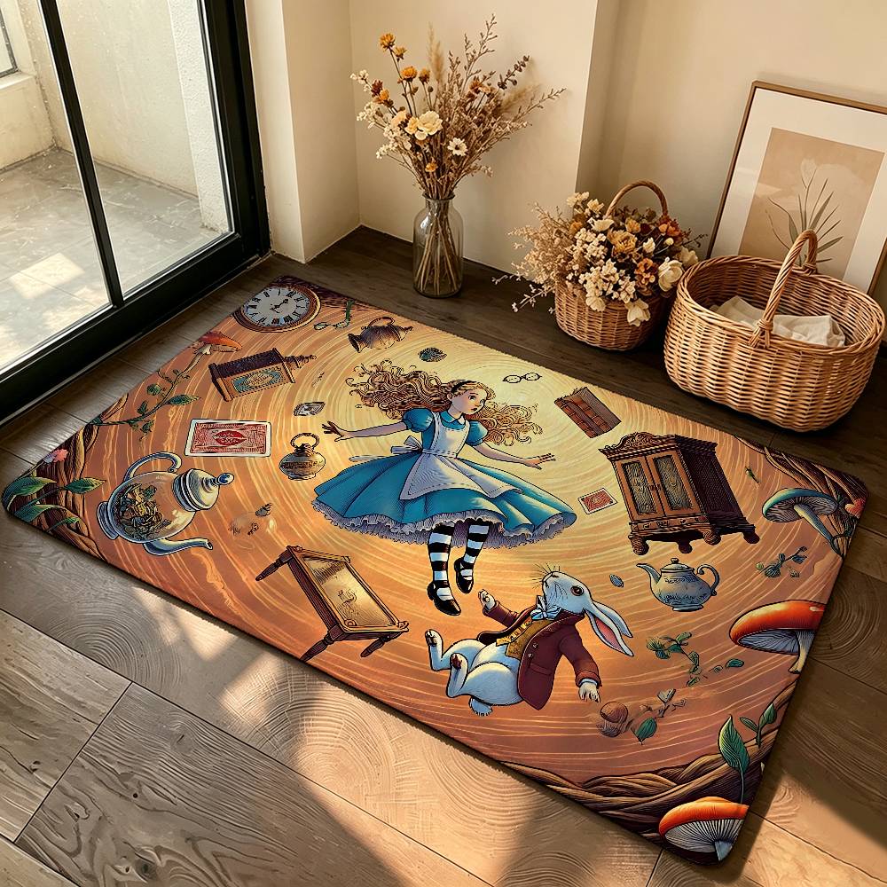 Classic Anime-A-alice In-W-wonderlandS Cute Carpet Bathroom Anti-slip Mat Door Mat Home Decoration Mat Entrance Door Mat