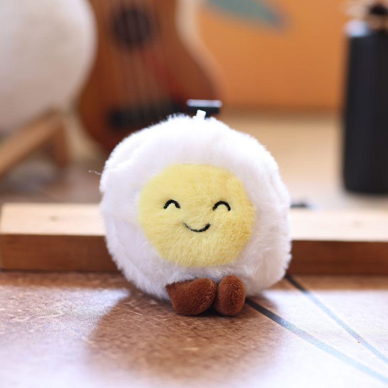 Water Boiled Egg Plushie Soft Keyring Toy With Smiling Face For Gift And Decoration