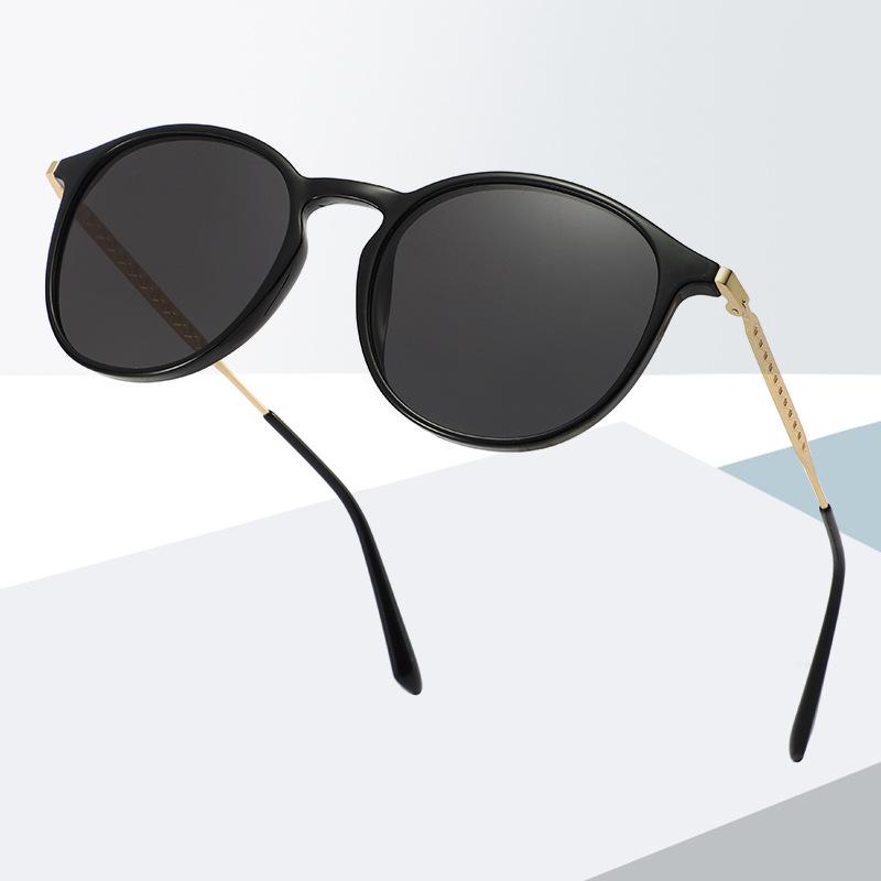 New polarized sunglasses trendy round frame metal sunglasses men's outdoor fishing street shooting sunglasses women