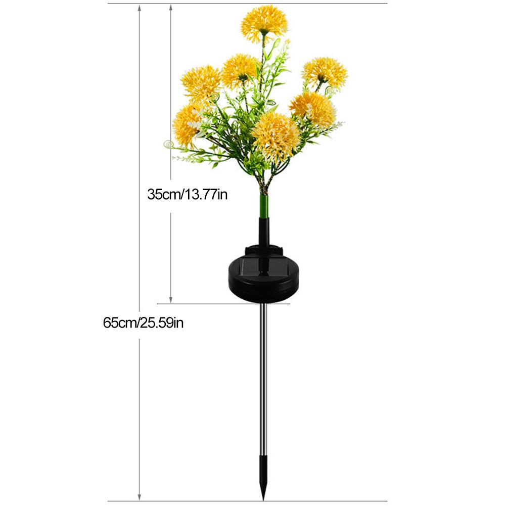 Solar Dandelion Flowers Light IP65 Waterproof with Glowing Flowers & Stems Garden Decoration Lights for Yard Lawn Pathway