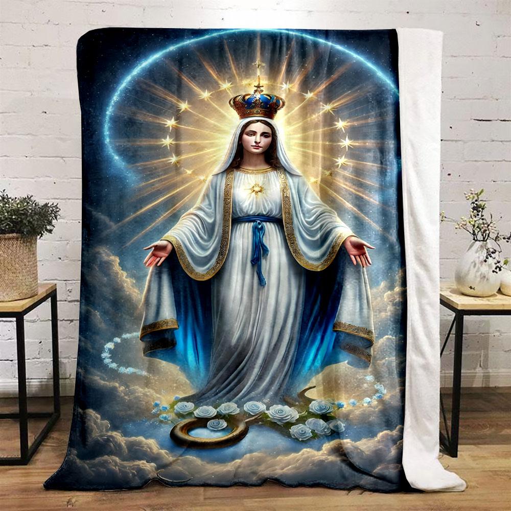 Our Lady of Grace Religious Throw Blanket Printed Blanket for Living Room Bed Couch lunch break Soft Cozy Blanket for Friend's festival Gift