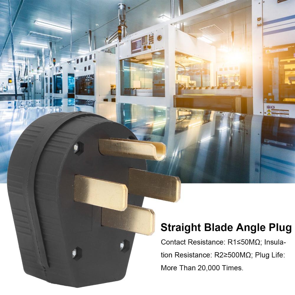 Grounding Straight Blades Angle Plug NEMA 14-50P Replacement Male Plugs Workshop 4-Prong Plug RV