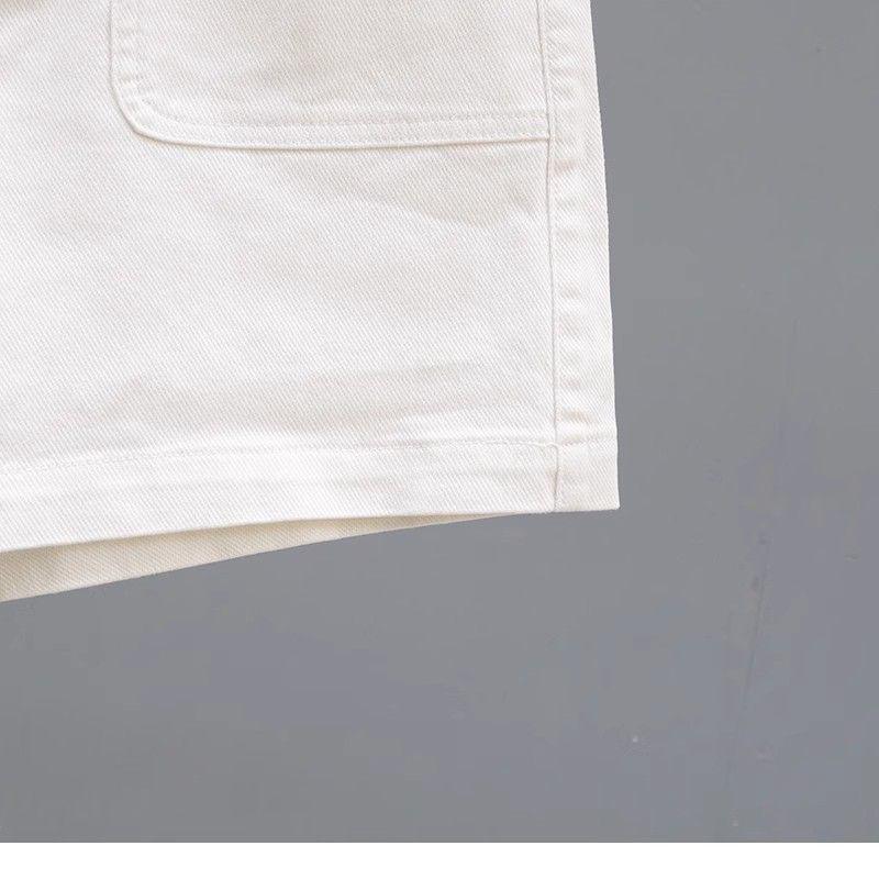 2026 Summer Women's High-Waisted Pink Denim Shorts, Age-Reducing Loose Straight Wide-Leg A-Line Hot Pants