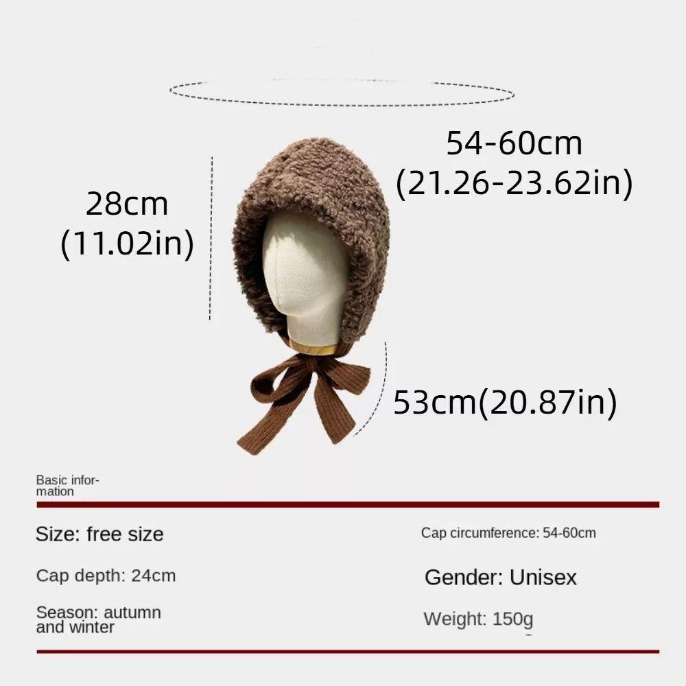 Lambswool Plush Balaclava Solid Color Pullover Hats Fashion Plush Cap  Outdoor