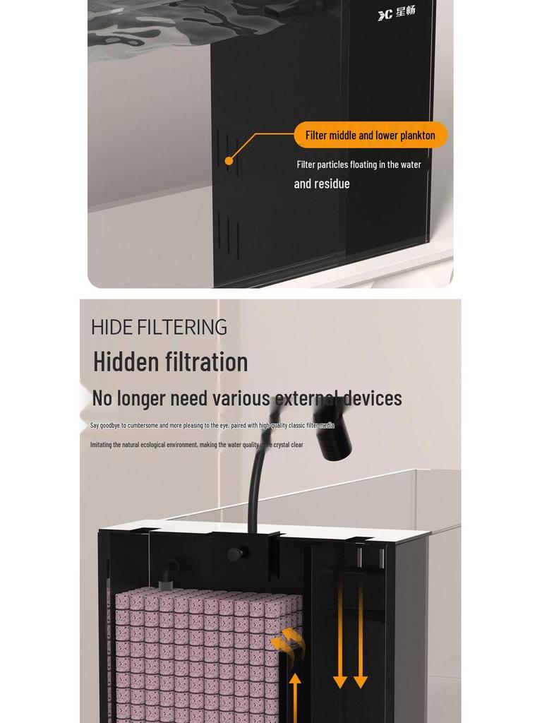 Starry 2025 Akwarium Szklane All-in-One z Filtrem Dno do Aquascapingu