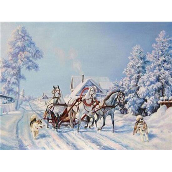 Huacan Full Square Diamond Painting Landscape Diamond Embroidery Snow Scene Picture Rhinestone Mosaic Painting