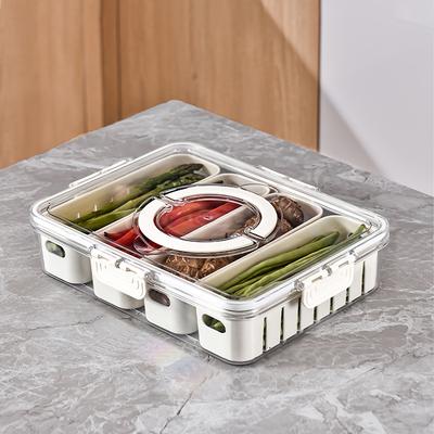 [Mehrfach-Snackbehälter] 4-in-1 Mehrfachfächer-Snack-Lebensmittelaufbewahrungsbehälter mit 4 Ablauffächern und Deckel