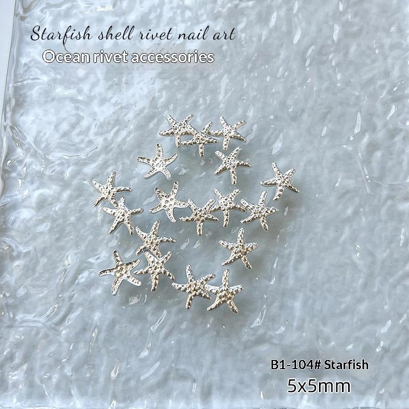 3D Mini Pure Gold Seahorse Shell Nail Charms Creative Copper Slice Conch Star Alloy Nail Art Decorations Diy Y2K Nails Supplies