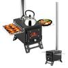 Wood Burning Stove with 5 Pipes Accessories, Large Firebox Heating Cooking Hot Tent Stove, Portable Stainless Steel Stove for Outdoor, Camping,