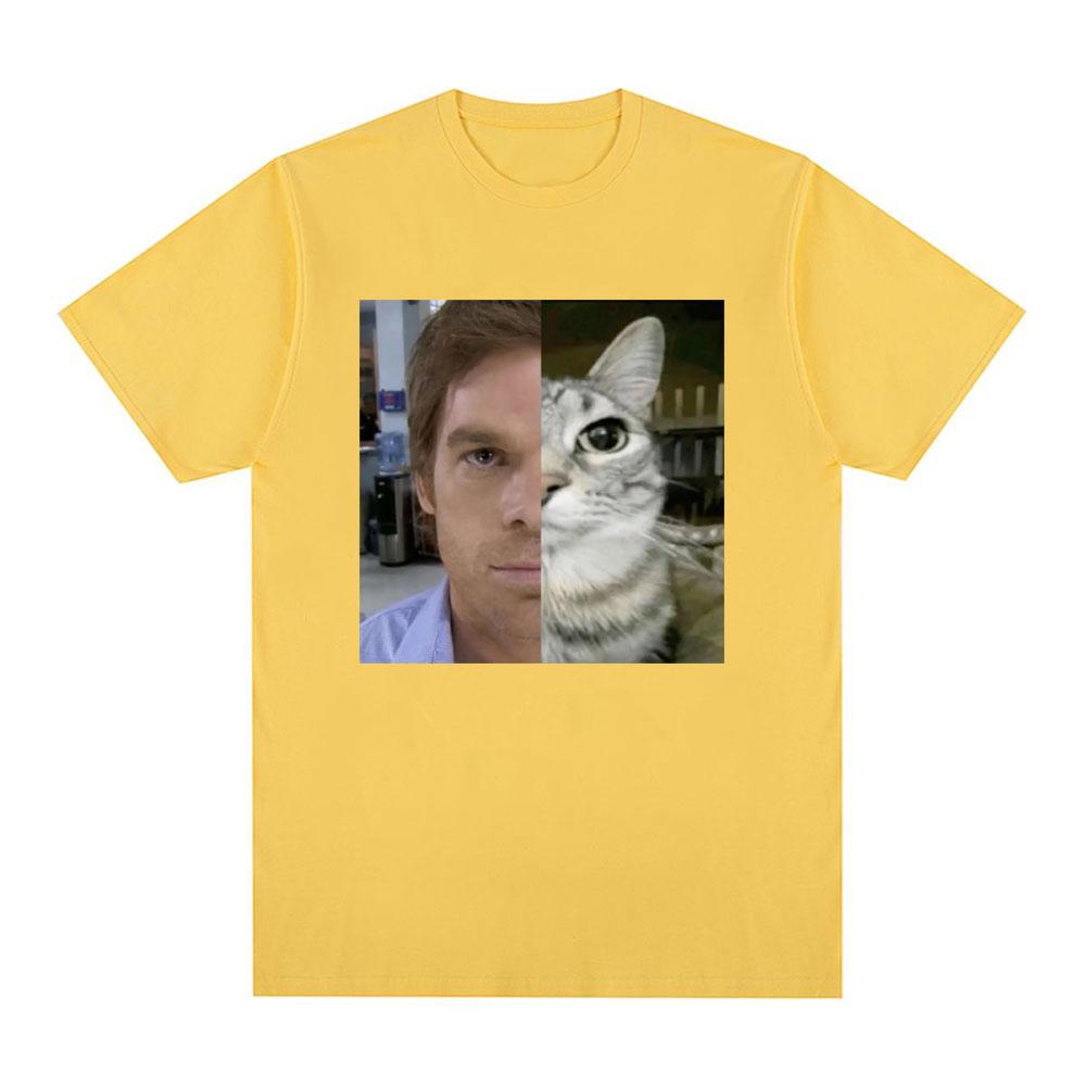Dexter Morgan Funny Cat Meme T-shirts Cotton Short Sleeve O Neck T-shirt Unisex Streetwear Mens Clothes Harajuku Tee Shirt Tops