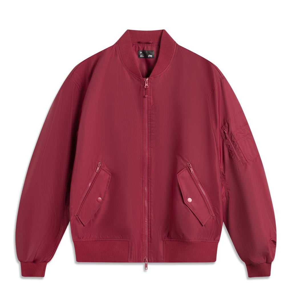 Li Ning Shishi Ruyi Series American Vintage Versatile Casual Simple Solid Color Baseball Collar Spliced Jacket Unisex Jacket AJDV081-6