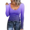 Dámské podzimní a zimní tričko se štíhlým dnem Móda Neformální Jednobarevné Pulovr s dlouhým rukávem do U
