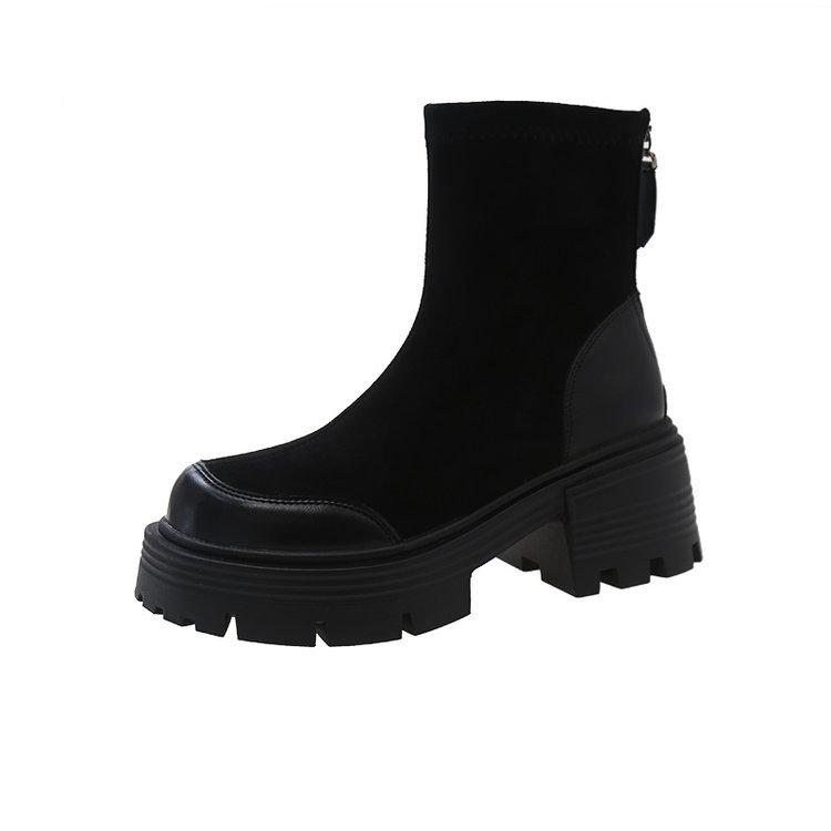 

Ретро ботинки Мартин женские британский стиль 2025 осень и зима новые маленькие на толстой подошве с увеличенной высотой черные на толстом каблуке тонкие короткие ботинки 40 чёрный