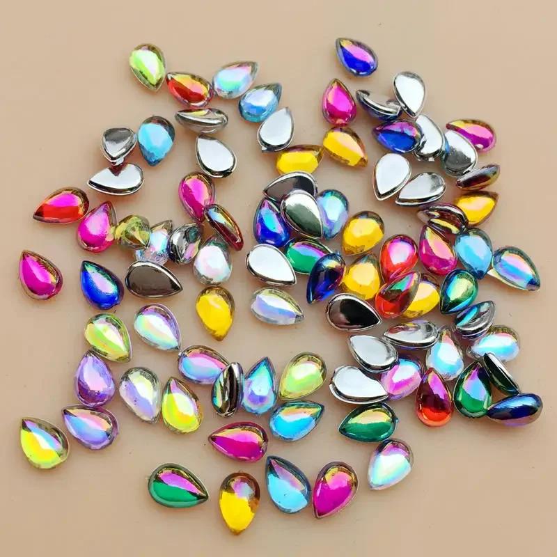 Glitter 200Pcs 4*6mm Glass Water Drop Rhinestones Flat Back Stones and Crystals For Nails Art Decorations Costume A56