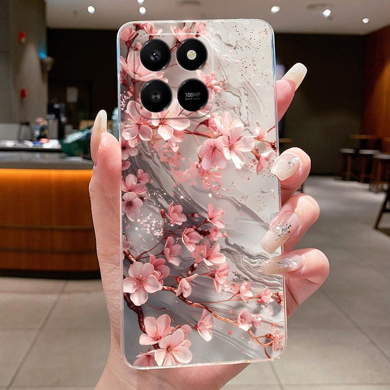 For Honor 400 Smart 5G Case Honor X7d 4G 5G Cover Clear Luxury Fashion Butterfly Flower Soft TPU Silicone Transparent Phone Case