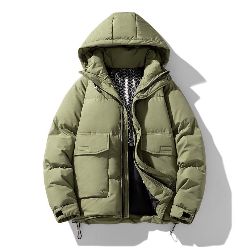 Men's 2025 Winter Down Jacket with Velvet, Hooded, Plus Size, Loose Fit for Teens and Students