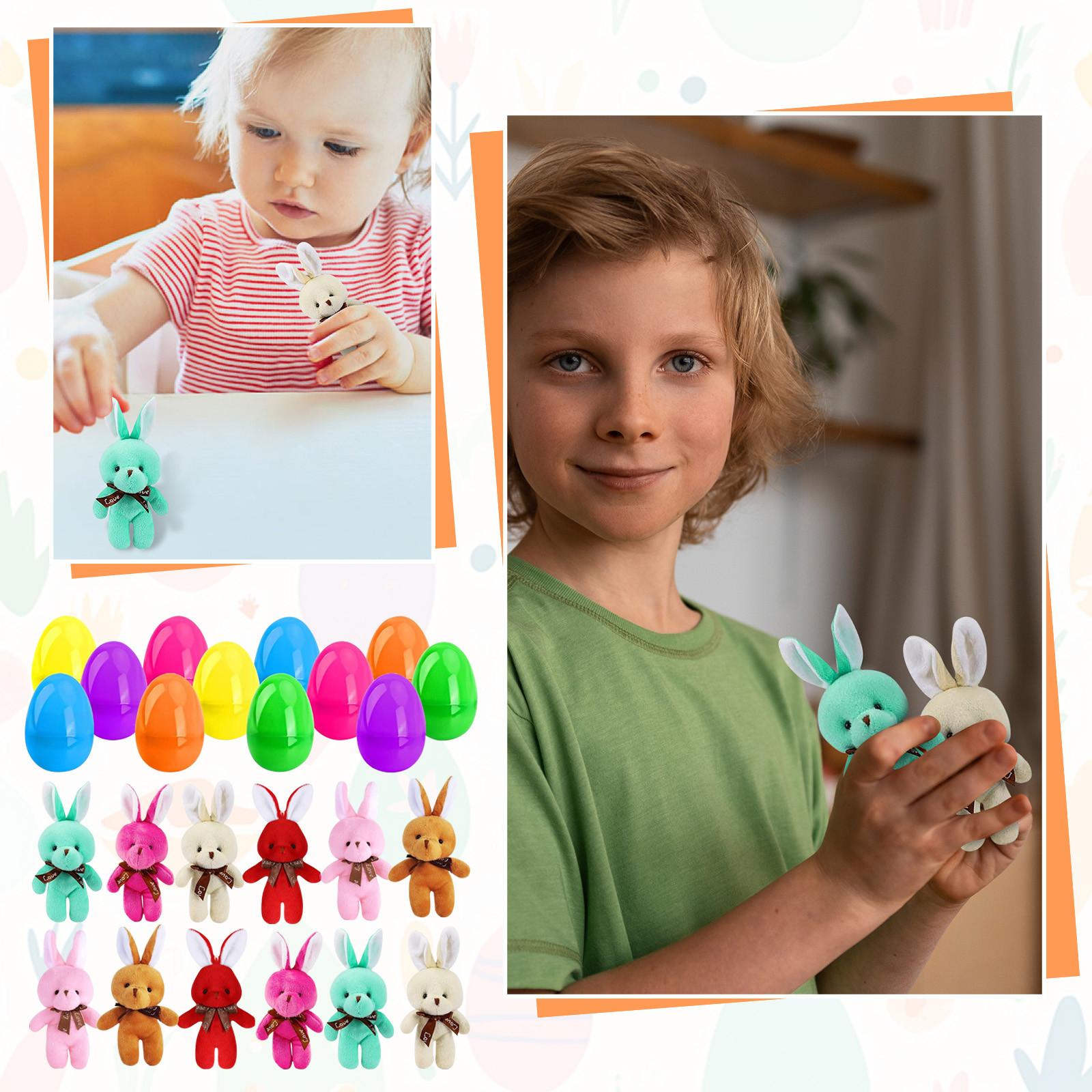 

12 Pieces Easter Bunny Stuffed Animals Easter Bunny Plush 6 Colors Soft Small Plush Toy Bunny Doll Keychain Cute Birthday Party Decorations (Cute ) One Size