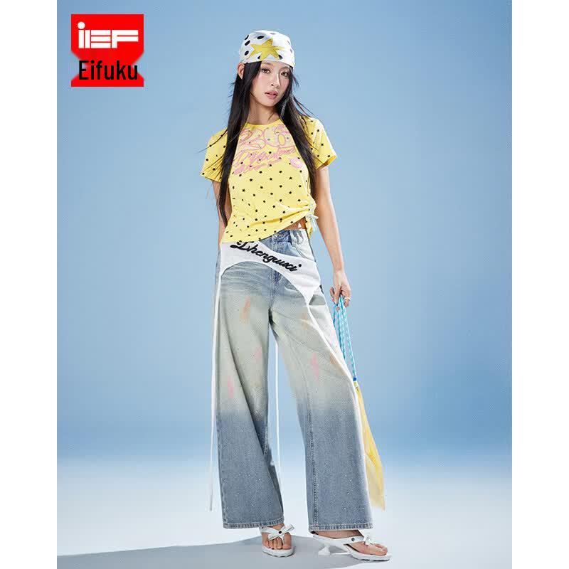 IEF Women s Sweet-Cool Loose Denim Wide-Leg Pants S