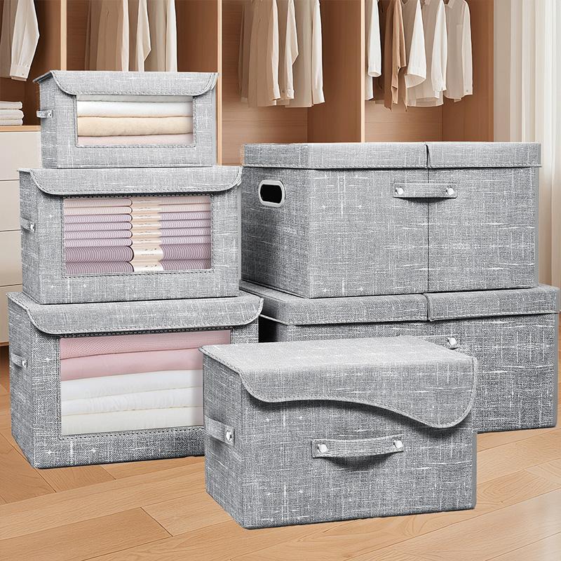 1pc Large-capacity Foldable Storage Box Dust Clothing Toy Storage Box with Lid Clothes Storage Containers Wardrobe Organizer