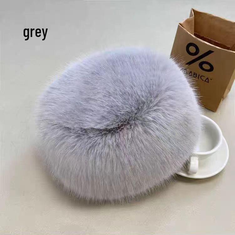 Korean Style Sweet Winter Fox Fur Bucket Hat with Ear Protection – Trendy Women's Fashion Outdoor Hat